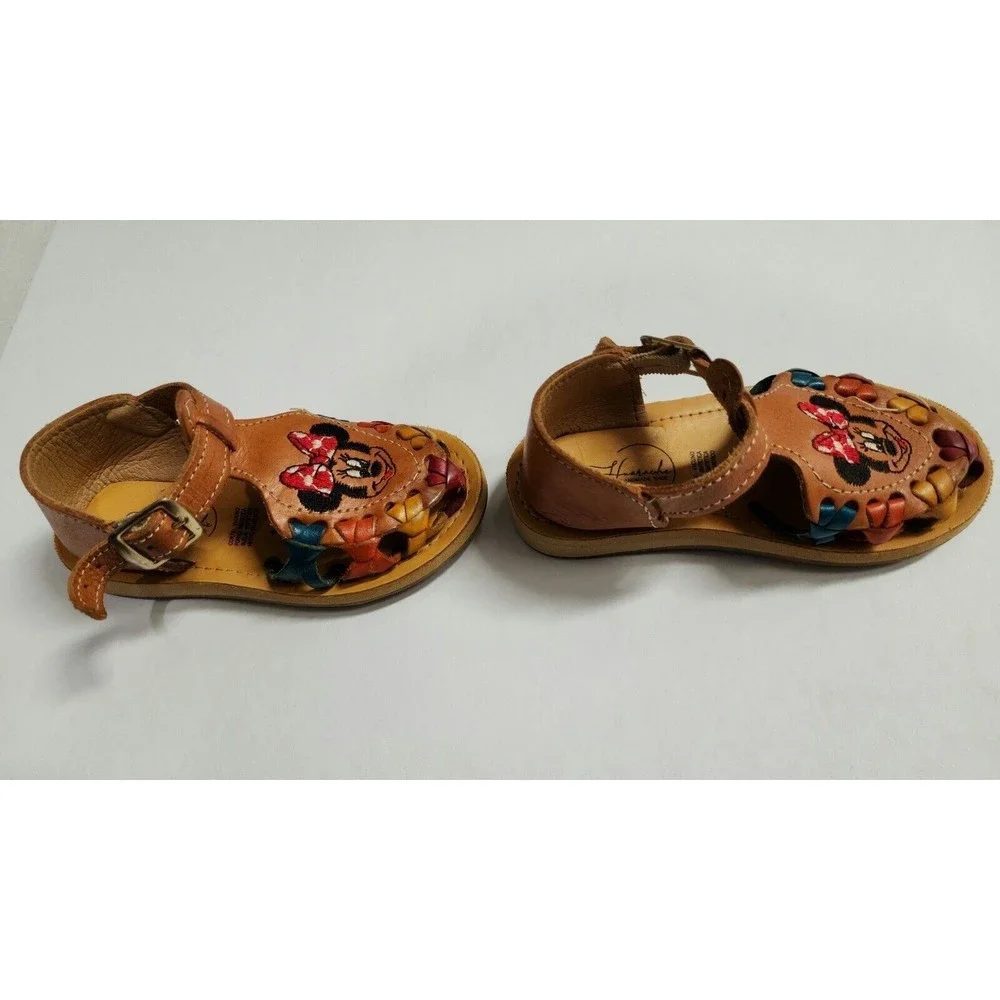 Huarache Girl's Leather Sandals Size 6C Hand-Made Embroidered Multicolor Mouse